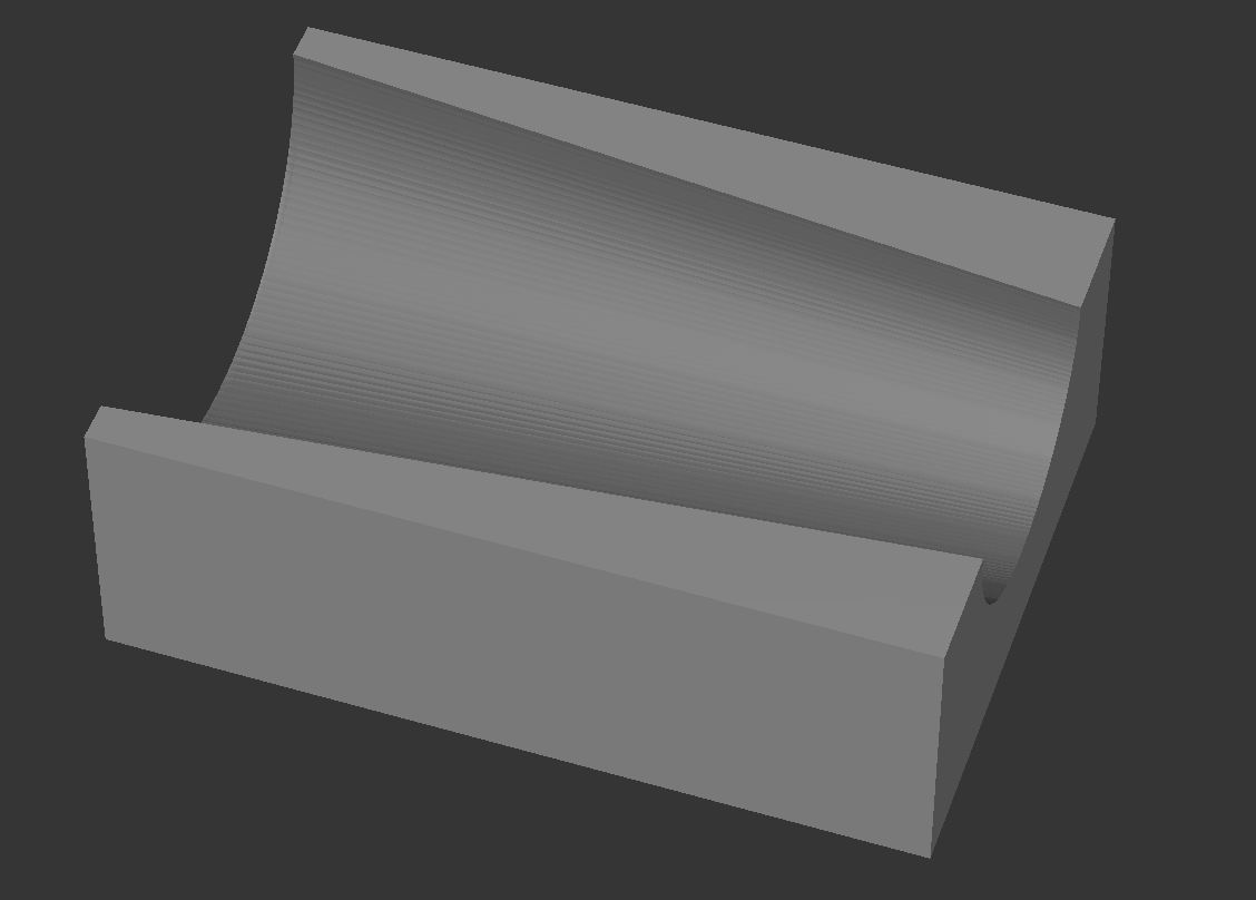 Cône tronqué horizontal, par l'intérieur, avec des lignes de niveau