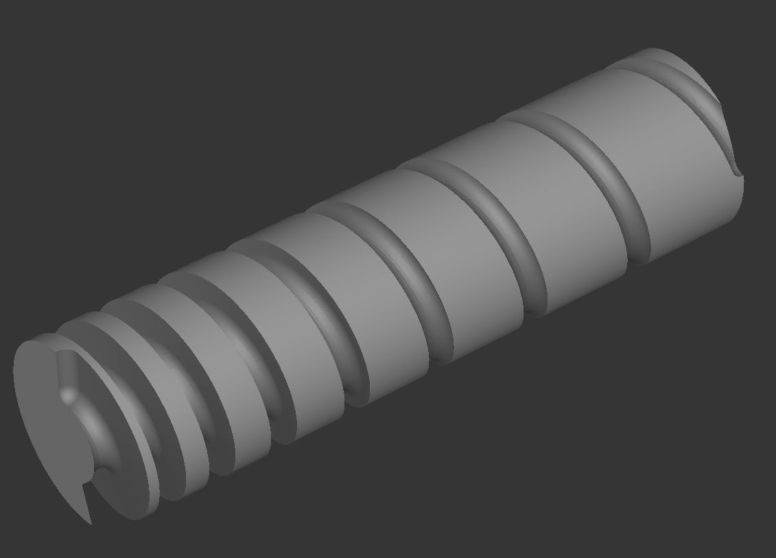 Rainure en forme de spirale sur un pourtour cylindrique