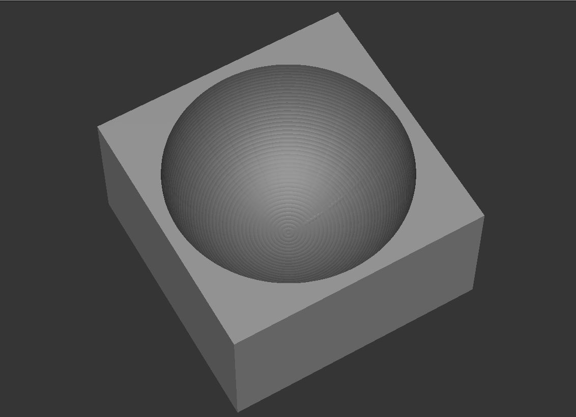 Hémisphère intérieur dans des lignes de niveau avec une fraise boule