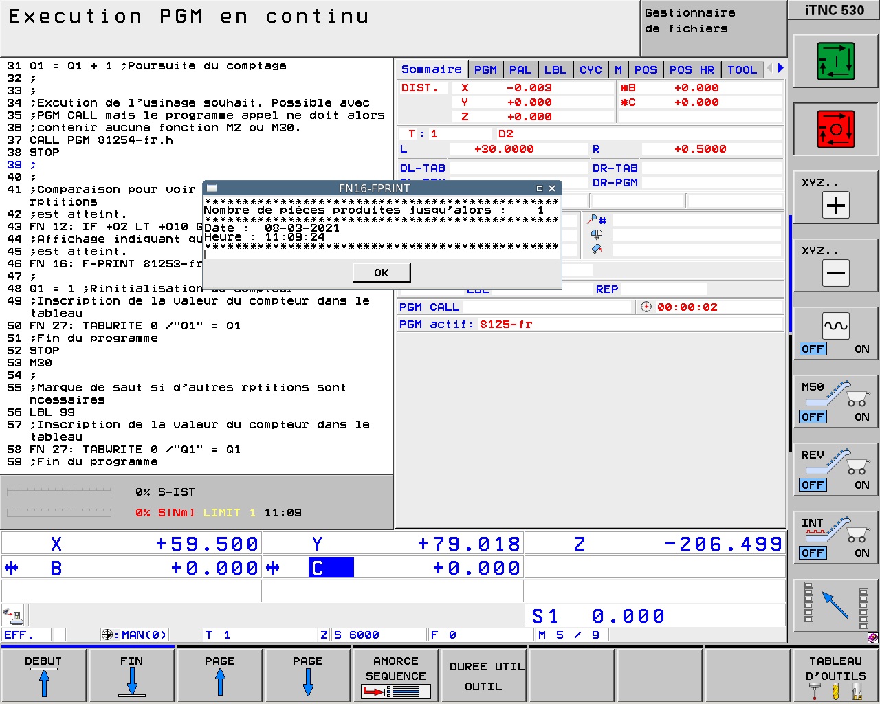 Compteur de pièces avec tableau
